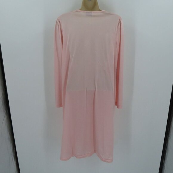 VTG Vanity Fair Women Medium Solid Pink Lace Trim Button Front Nightgown Dress - Picture 5 of 11